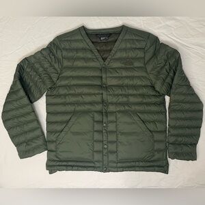 The North Face Olive Quilted Collarless Jacket